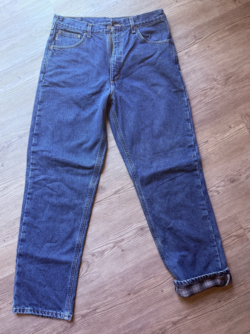 Carhartt B172 DST Flannel Lined Jeans Mens 34x34 Blue Relaxed Fit Denim Workwear